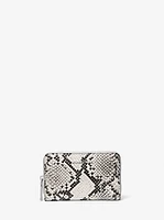 Jet Set Small Snake Embossed Leather Zip-Around Wallet