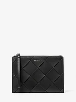 Jet Set Travel Extra-Large Woven Leather Wristlet