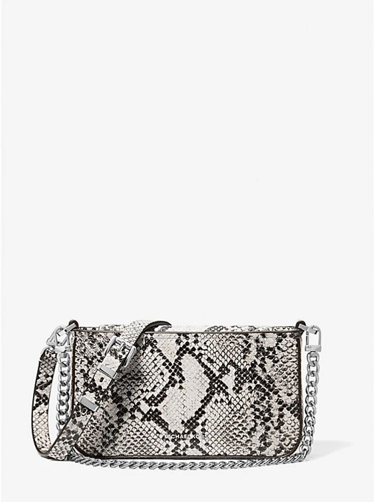 Bryant Small Snake Embossed Leather Convertible Pochette