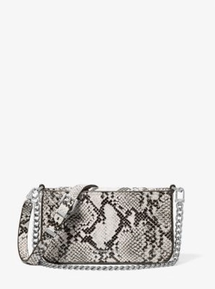 Bryant Small Snake Embossed Leather Convertible Pochette