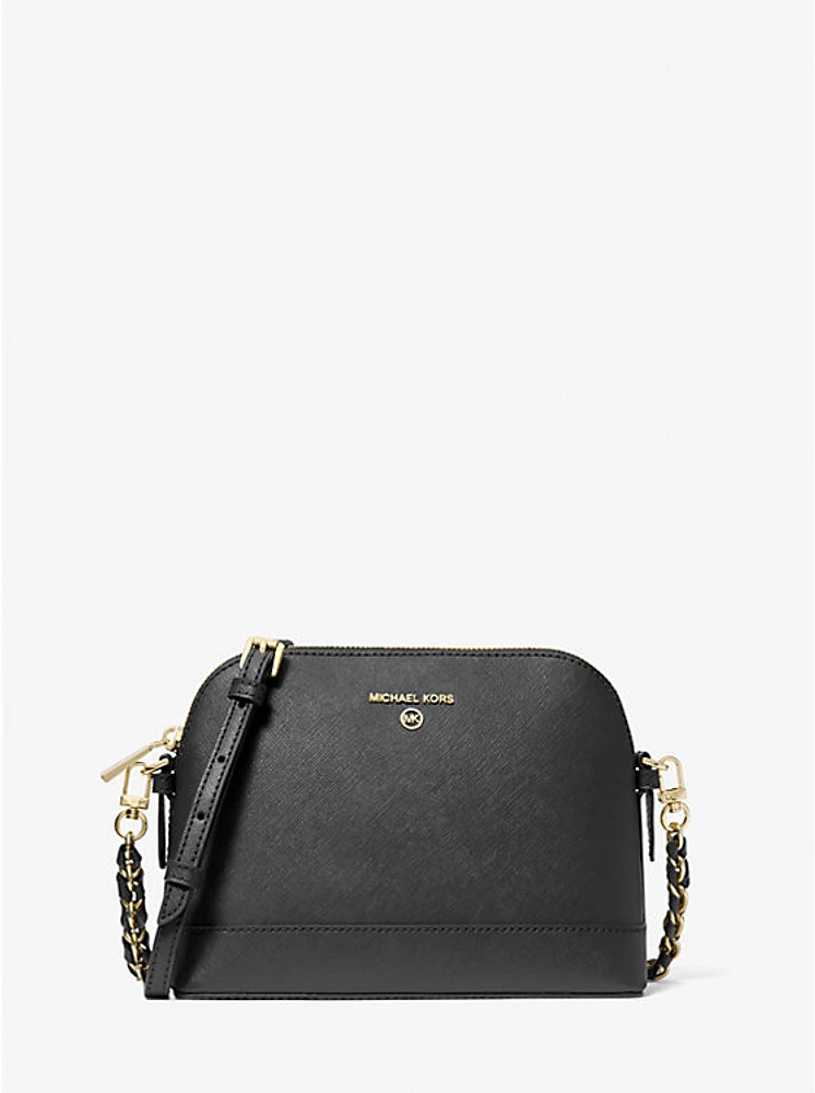 Large Saffiano Leather Dome Crossbody Bag