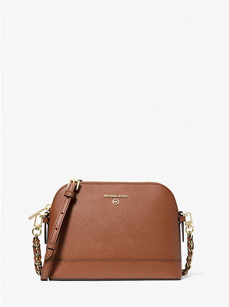 Large Saffiano Leather Dome Crossbody Bag