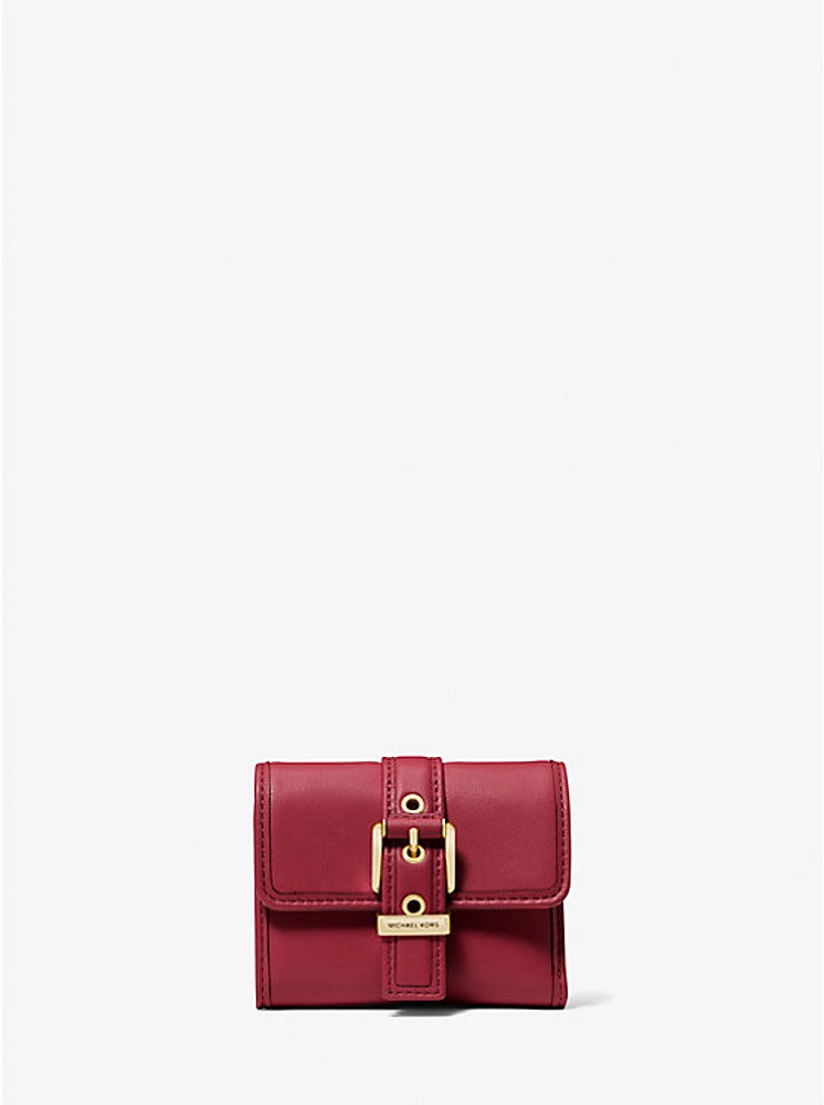 Cartera Colby pequeña de piel con tres pliegues