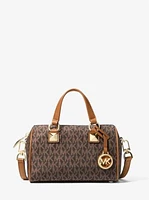 Grayson Small Logo Print Woven Duffel Crossbody Bag