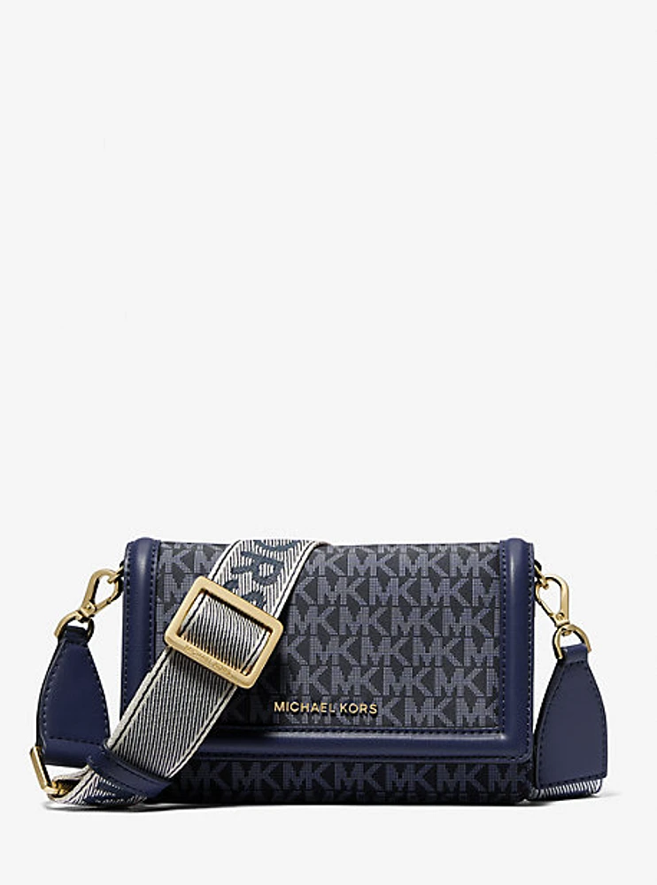 Jet Set Small Logo Print Woven Smartphone Crossbody Bag