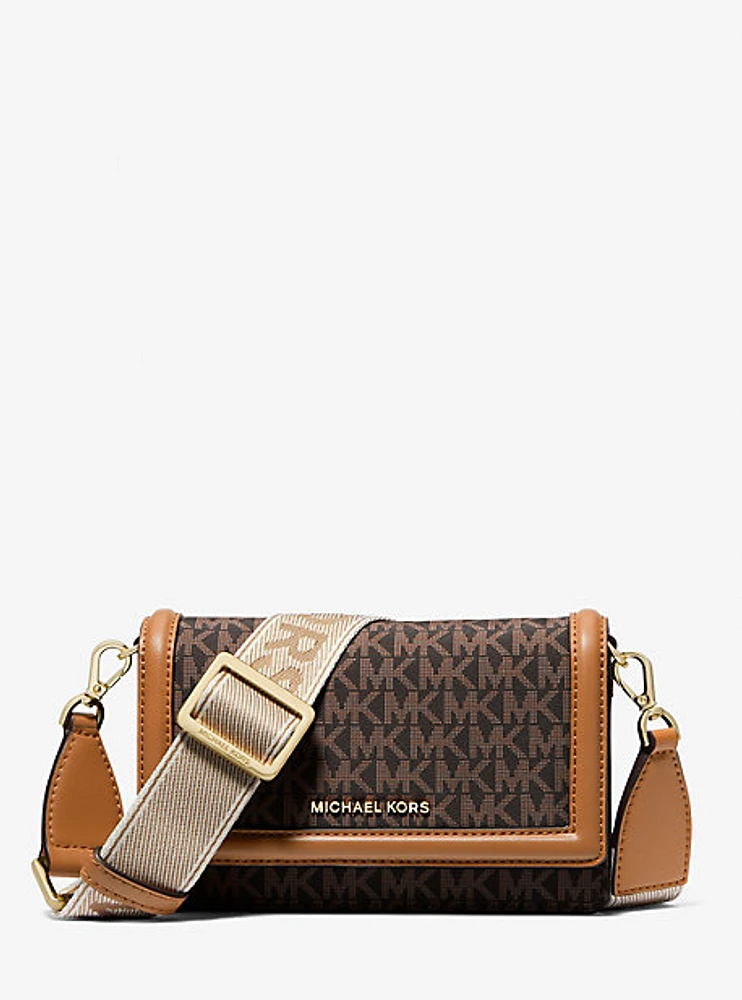 Jet Set Small Logo Print Woven Smartphone Crossbody Bag