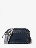 Jet Set Large Signature Logo Print Woven Crossbody Bag