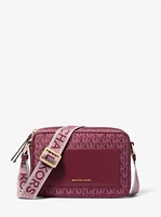 Jet Set Large Signature Logo Print Woven Crossbody Bag