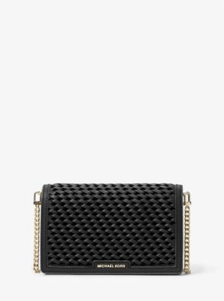 Jet Set Medium Woven Leather Crossbody Bag