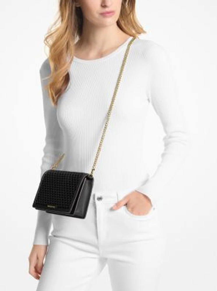 Jet Set Medium Woven Leather Crossbody Bag