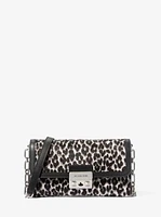 Tribeca Large Leopard Print Calf Hair Convertible Crossbody Bag