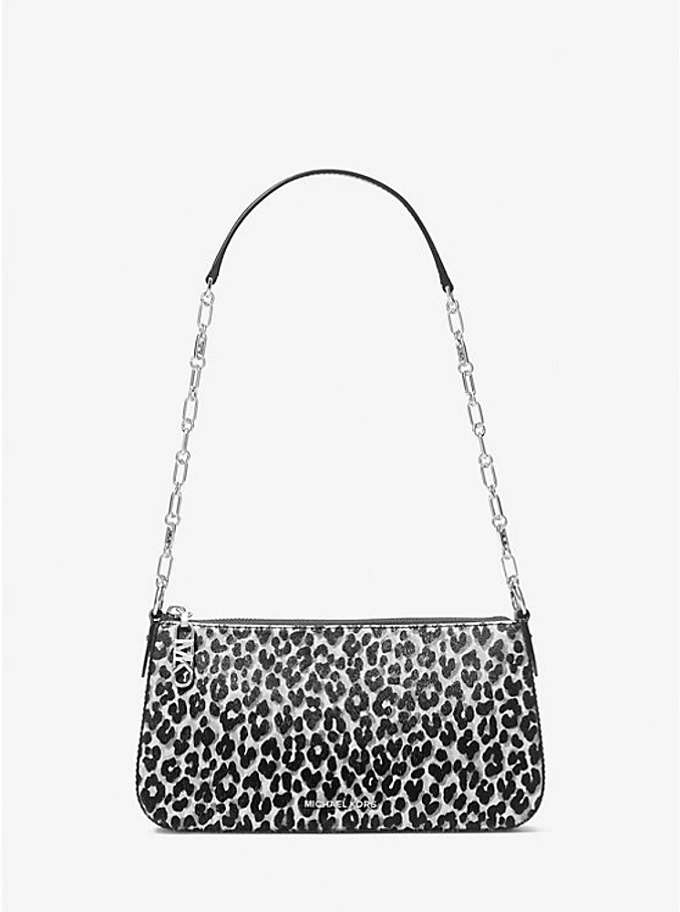 Empire Medium Leopard Print Calf Hair Chain-Link Pochette