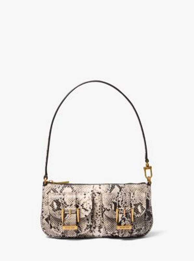Zoe Small Snake Embossed Leather Convertible Pochette