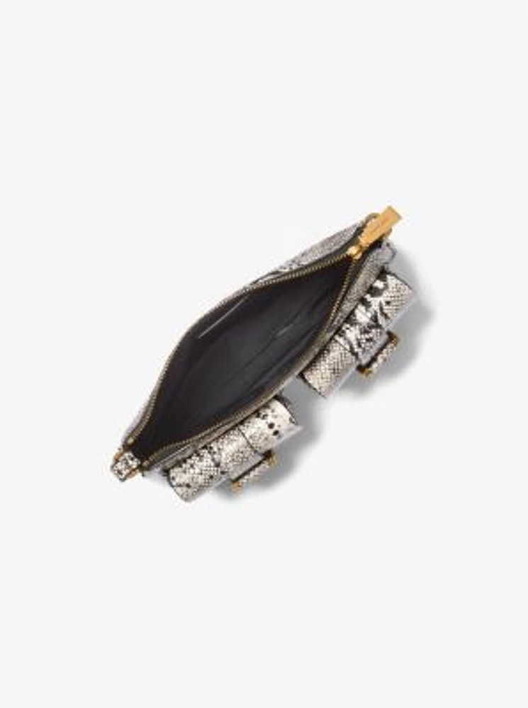 Zoe Small Snake Embossed Leather Convertible Pochette