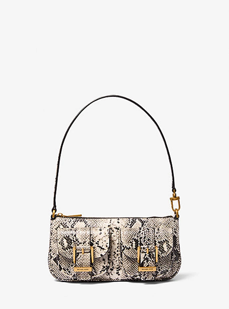 Zoe Small Snake Embossed Leather Convertible Pochette