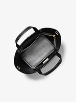 Flora Medium Signature Logo and Pebbled Leather Crossbody Bag