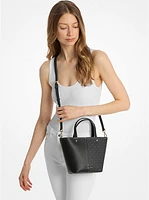 Flora Medium Signature Logo and Pebbled Leather Crossbody Bag