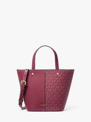 Flora Medium Signature Logo and Pebbled Leather Crossbody Bag