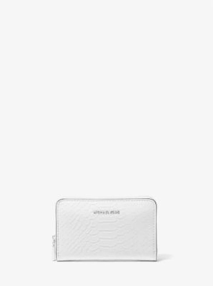 Jet Set Small Snake Embossed Leather Wallet