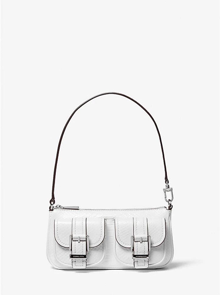 Zoe Small Snake Embossed Leather Convertible Pochette