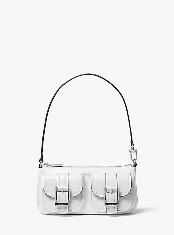 Zoe Small Snake Embossed Leather Convertible Pochette