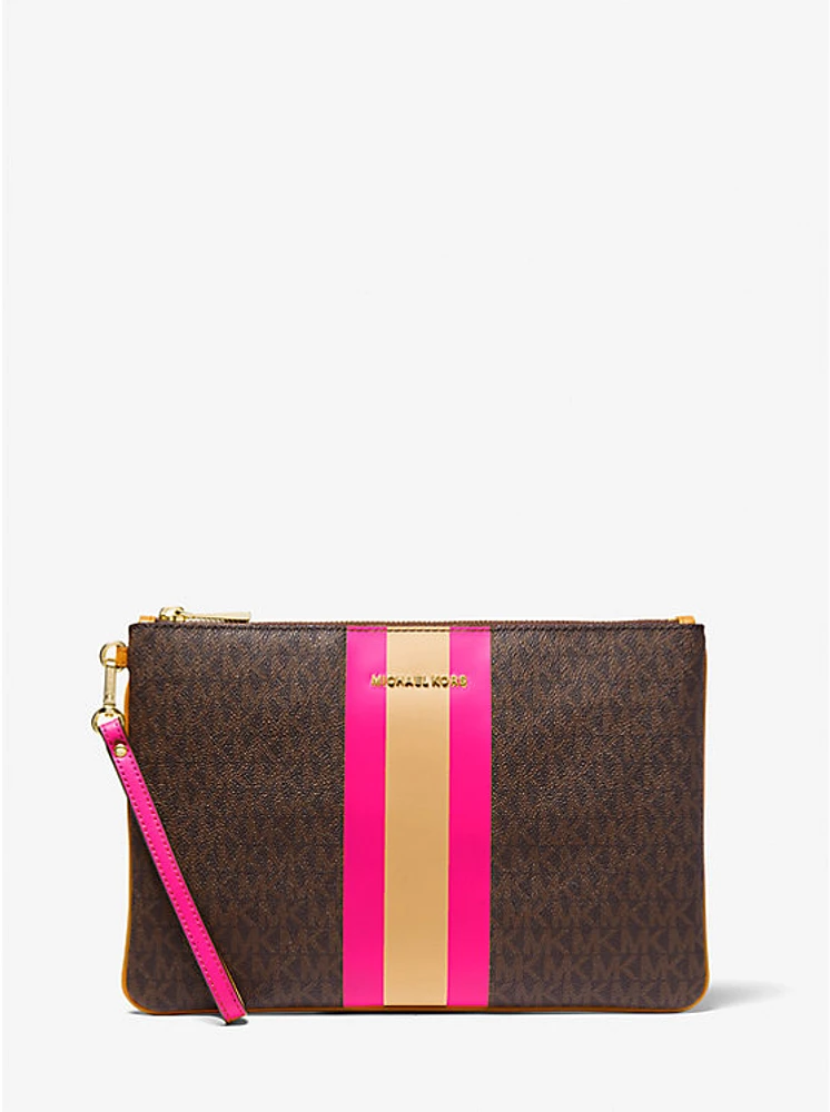 Large Logo Stripe Zip Pouch