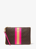 Large Logo Stripe Zip Pouch