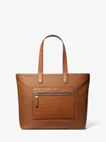 Hudson Crocodile Embossed Leather Top-Zip Tote Bag