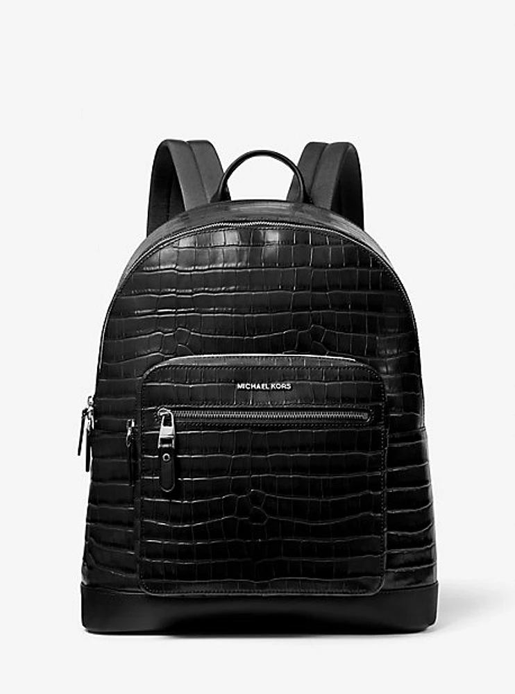 Hudson Crocodile Embossed Leather Commuter Backpack