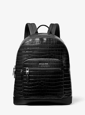 Hudson Crocodile Embossed Leather Commuter Backpack