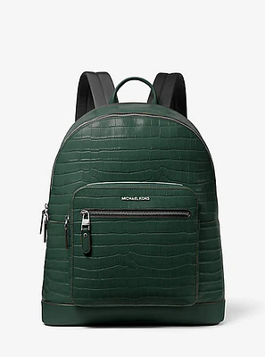 Hudson Crocodile Embossed Leather Commuter Backpack