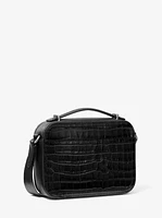 Hudson Crocodile Embossed Leather Crossbody Bag