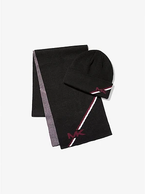 Logo Jacquard Beanie Hat and Scarf Set