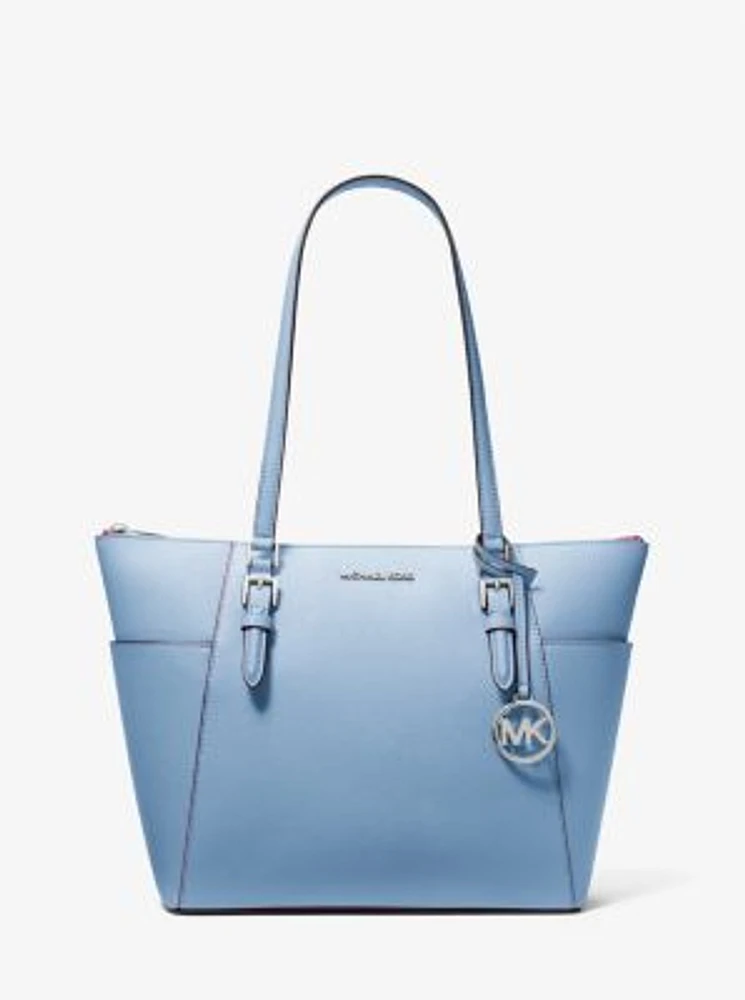 Charlotte Large Saffiano Leather Top-Zip Tote Bag