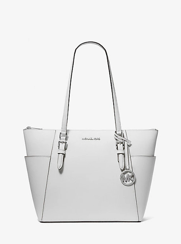 Charlotte Large Saffiano Leather Top-Zip Tote Bag