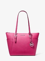 Charlotte Large Saffiano Leather Top-Zip Tote Bag