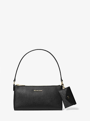 Vincent Medium Saffiano Leather Pochette with Signature Logo Card Case