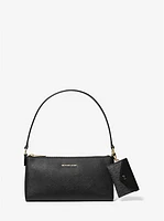 Vincent Medium Saffiano Leather Pochette with Signature Logo Card Case