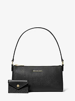 Vincent Medium Saffiano Leather Pochette with Signature Logo Card Case