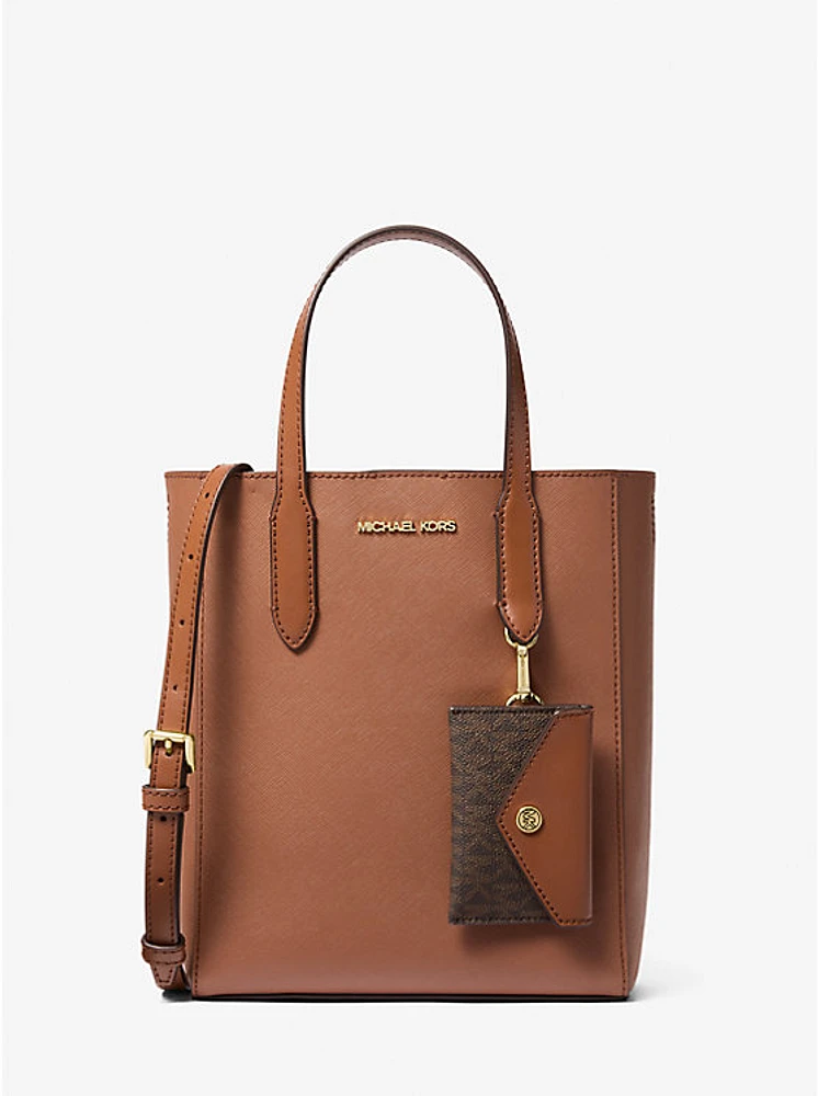 Vincent Small Saffiano Leather Convertible Tote Bag with Card Case