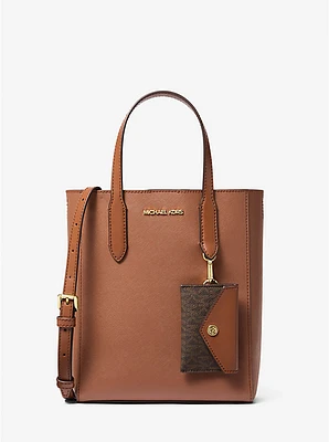 Vincent Small Saffiano Leather Convertible Tote Bag with Card Case