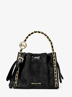 Mina Small Suede Logo Chain Crossbody Bag