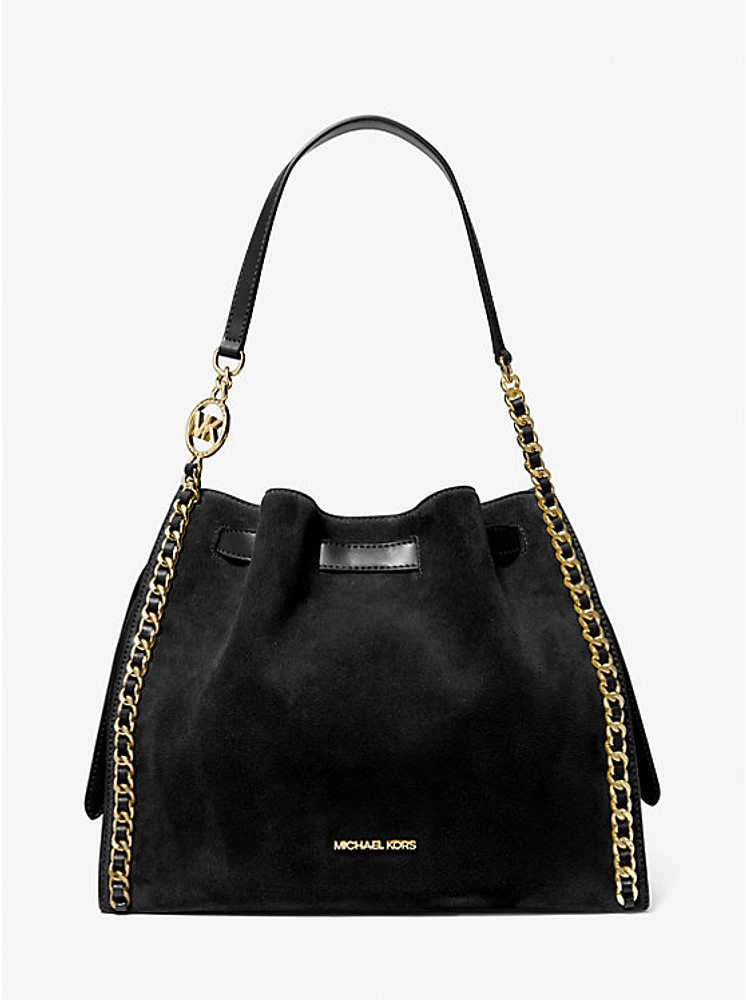 Mina Large Suede Chain Shoulder Bag