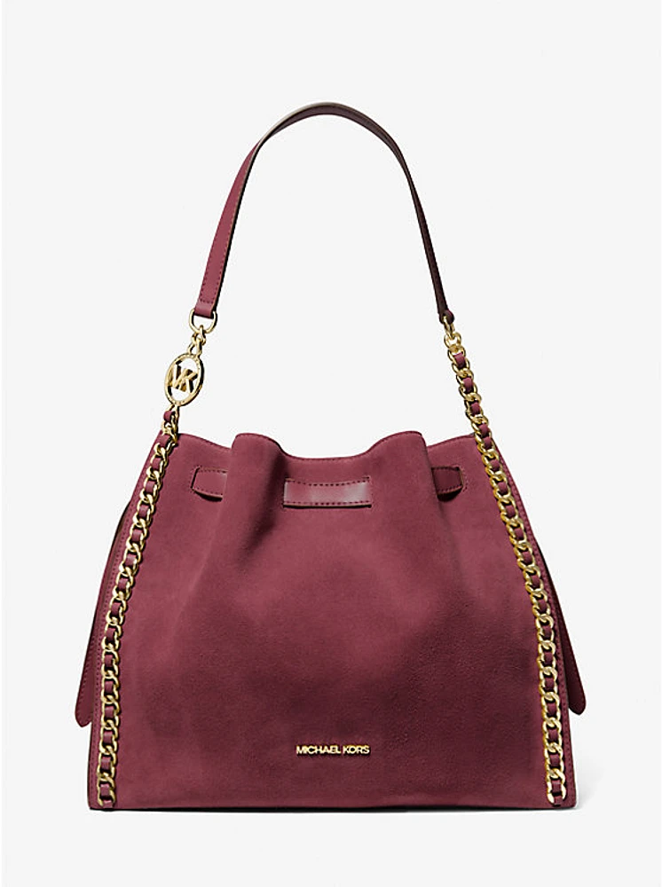 Bolso de hombro Mina grande de ante con cadena