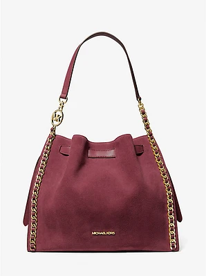 Bolso de hombro Mina grande de ante con cadena