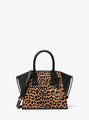 Avril Extra-Small Cheetah Print Calf Hair and Leather Satchel