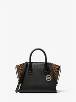 Avril Small Leather and Cheetah Print Calf Hair Satchel