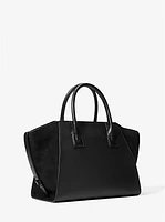 Avril Large Leather and Suede Satchel