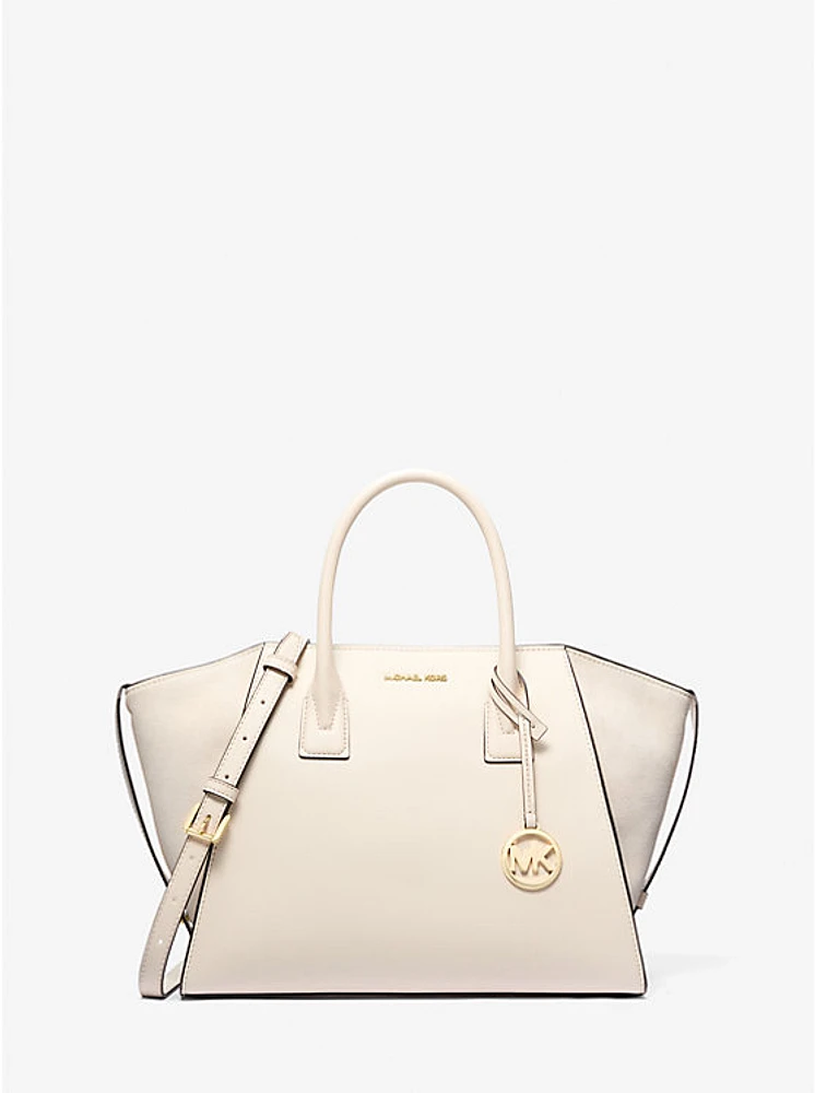 Avril Large Leather and Suede Satchel