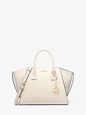 Avril Large Leather and Suede Satchel